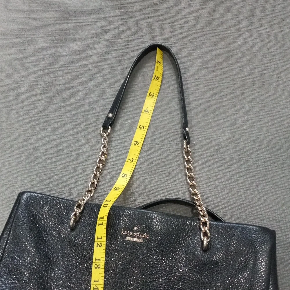 Kate Spade NY Emerson Pebbped Black Leather W/ Gold Chain Shoulder Bag